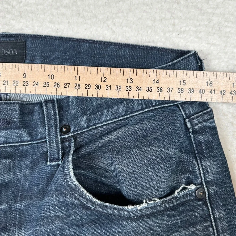Hudson Blake Slim Straight Mens Distressed Dark Wash Jeans 31x32 Blue M275DND